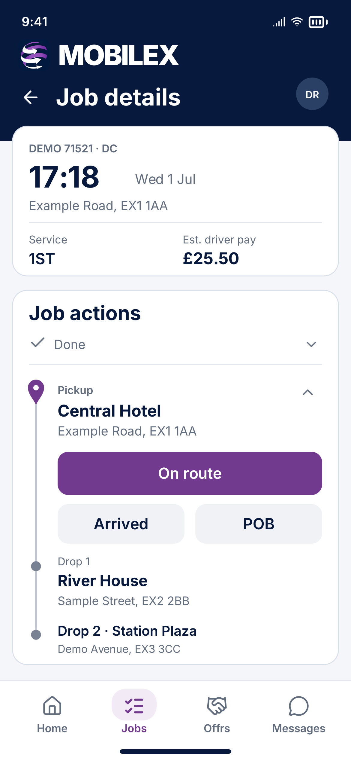 MobileX job details screen example