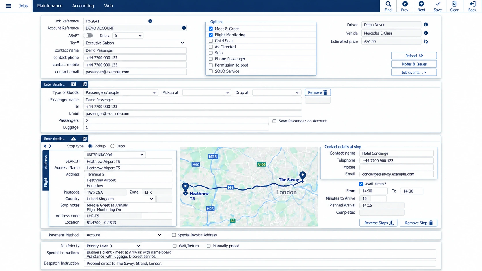 FreedomX booking workflow showing account details, passenger information, journey stops, flight monitoring and route mapping